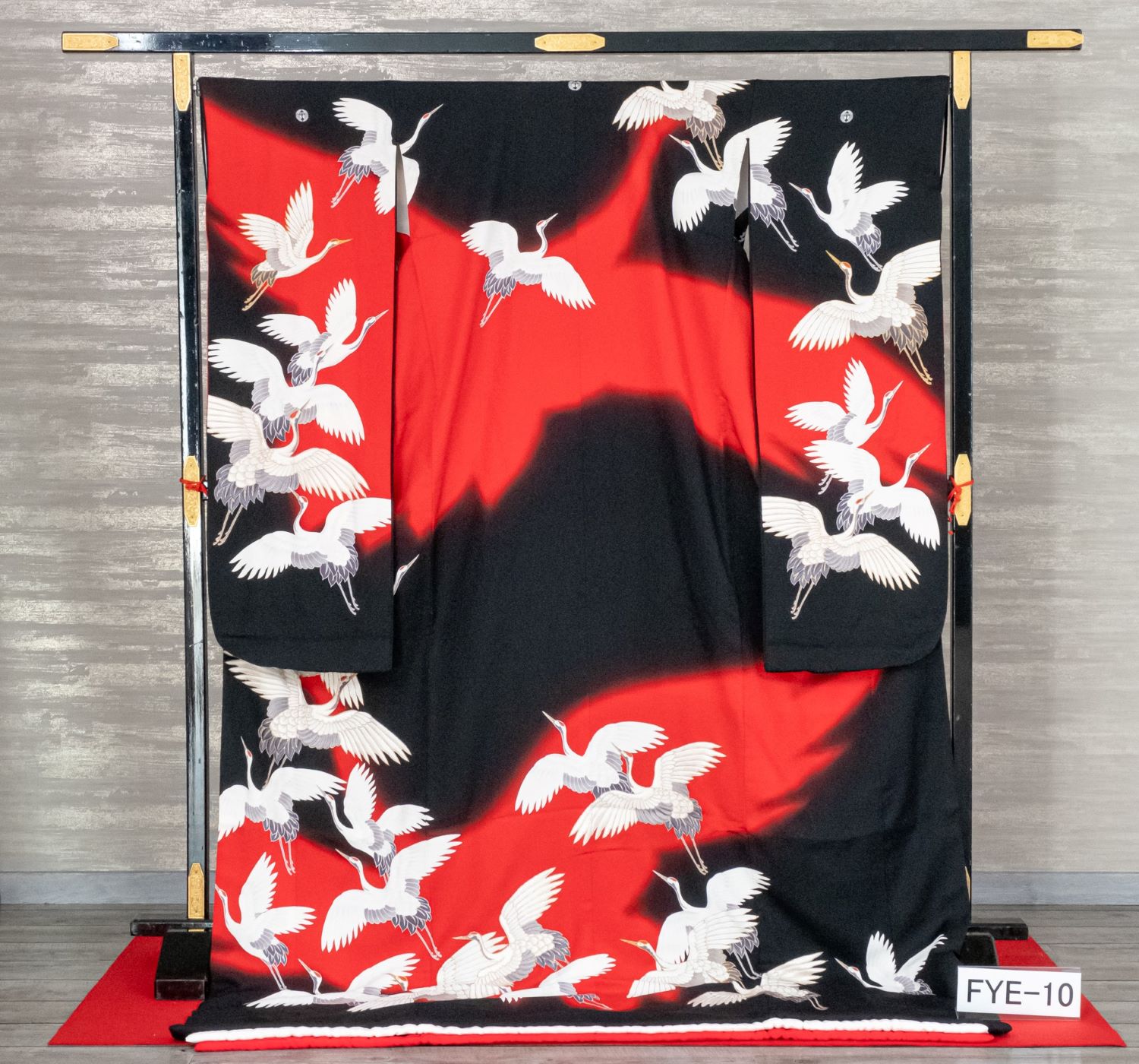 鶴尽し赤ぼかし