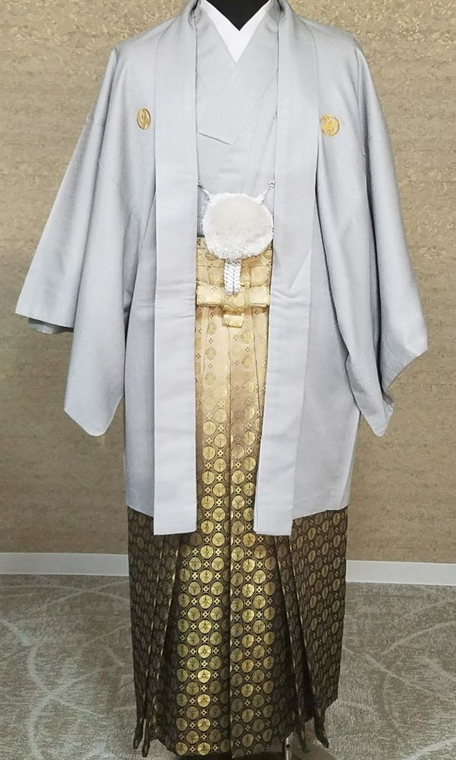 グレー紋服（細格子）